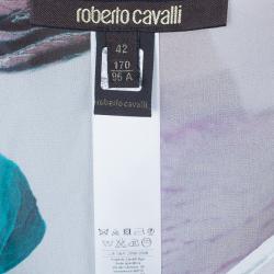 مملوكة مسبقًا Roberto Cavalli Silk Floral Belted Kaftan Top M