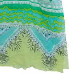 مملوكة مسبقًا Roberto Cavalli Green Silk Printed Kaftan M