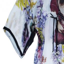 Pre Owned قفطان روبرتو كافالي حرير مطبوع ورد M