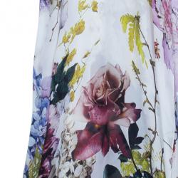 Pre Owned قفطان روبرتو كافالي حرير مطبوع ورد M