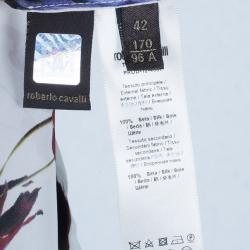 Pre Owned قفطان روبرتو كافالي حرير مطبوع ورد M