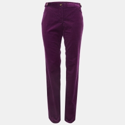 Purple Corduroy Buttoned Straight Leg Pants
