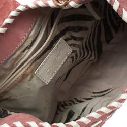 Pre Owned Roberto Cavalli Pink/White Suede Freedom Hobo