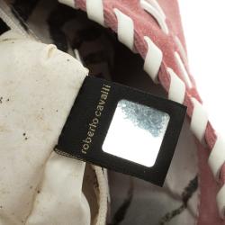 Pre Owned Roberto Cavalli Pink/White Suede Freedom Hobo