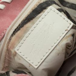 Pre Owned Roberto Cavalli Pink/White Suede Freedom Hobo