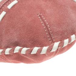 Pre Owned Roberto Cavalli Pink/White Suede Freedom Hobo