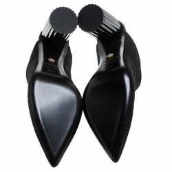 Pre Owned Roberto Cavalli Black Pony Hair Pointed Toe Mules Size 37.5