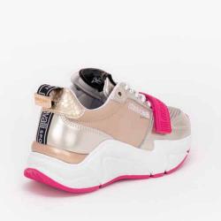 Pre Owned Roberto Cavalli Gold Leather/Textile Hanson Mix Sneakers Size EU 37