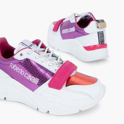 Pre Owned Roberto Cavalli Multicolor Leather/Textile Hanson Sport Mix Sneakers Size EU 38