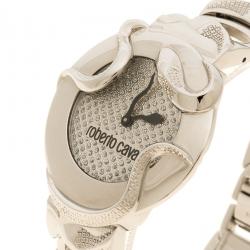 Pre Owned Roberto Cavalli Silver Snake Stainless Steel Classic Women's Wristwatch 38 mm