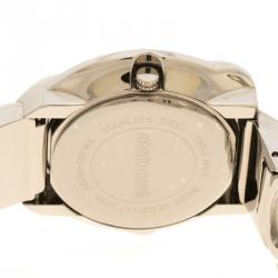 Pre Owned Roberto Cavalli Silver Snake Stainless Steel Classic Women's Wristwatch 38 mm