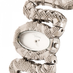 Pre Owned Roberto Cavalli Silver Stainless Steel Cleopatra R7253195515 Women's Wristwatch 40 mm