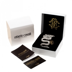 Pre Owned Roberto Cavalli Silver Stainless Steel Cleopatra R7253195515 Women's Wristwatch 40 mm