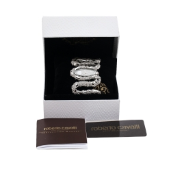 Pre Owned Roberto Cavalli Silver Stainless Steel Cleopatra R7253195515 Women's Wristwatch 40 mm