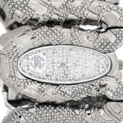 Pre Owned Roberto Cavalli Silver Stainless Steel Cleopatra R7253195515 Women's Wristwatch 40 mm