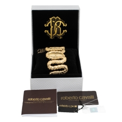 مملوكة مسبقًا Roberto Cavalli Yellow Gold Plated Stainless Steel Cleopatra R7253195517 Women's Wristwatch 40 mm