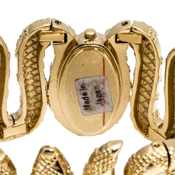 مملوكة مسبقًا Roberto Cavalli Yellow Gold Plated Stainless Steel Cleopatra R7253195517 Women's Wristwatch 40 mm