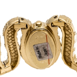 مملوكة مسبقًا Roberto Cavalli Yellow Gold Plated Stainless Steel Cleopatra R7253195517 Women's Wristwatch 40 mm