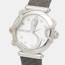 Roberto Cavalli by Franck Muller Mother of Pearl Stainless Steel Leather 2L020 Women's Wristwatch 35 mm