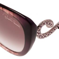 Pre Owned Roberto Cavalli Purple Leopard Frame Serpent Kurumba Cat Eye Sunglasses