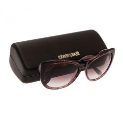 Pre Owned Roberto Cavalli Purple Leopard Frame Serpent Kurumba Cat Eye Sunglasses