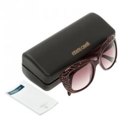 مملوكة مسبقًا نظارة شمسية روبرتو كافالي آلتاير مرصعة كريستال سواروفسكي حمراء