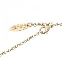 Pre Owned Roberto Cavalli White Beaded Gold Tone Hamsa Pendant Necklace