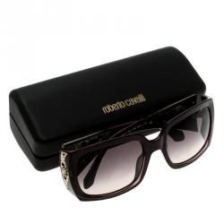 Pre Owned نظارة شمسية روبرتو كافالي مربعة زخرفة كريستال 804T الدبران