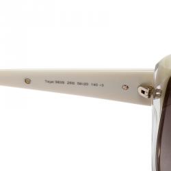 Pre Owned Roberto Cavalli Pearl/Brown 983S Tejat Round Sunglasses