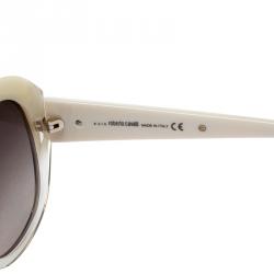 Pre Owned Roberto Cavalli Pearl/Brown 983S Tejat Round Sunglasses