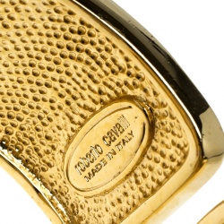 مملوكة مسبقًا سوار روبرتو كافالي أرت ديكو إيناميل كريستال ذهبي اللون عريض