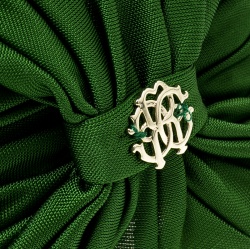 Pre Owned Roberto Cavalli Green Ruched Jersey Turban