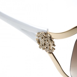 Pre Owned Roberto Cavalli White/ Brown Gradient Talisia 370S Oversized Sunglasses
