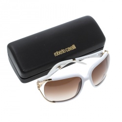 Pre Owned Roberto Cavalli White/ Brown Gradient Talisia 370S Oversized Sunglasses