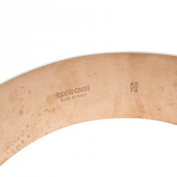 Pre Owned حزام روبرتو كافالي إبزيم ثعبان جلد بيج فاتح 70 سم