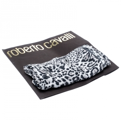 Pre Owned وشاح روبرتتو كافالي حرير نقشة الفهد متعدد الألوان مطبوع