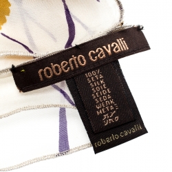 Pre Owned وشاح رقبة روبرتو كافالي حرير شيفون طباعة موردة لامعة متعدد الألوان 