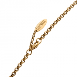 Pre Owned قلادة روبرتو كافالي جلد بني تصميم سن ذهبية اللون