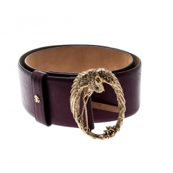 Roberto Cavalli Purple Leather Braided Serpent Buckle Belt 85CM