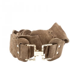 Pre Owned Roberto Cavalli Beige Suede Waist Belt Size 90CM