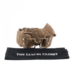 Pre Owned Roberto Cavalli Beige Suede Waist Belt Size 90CM