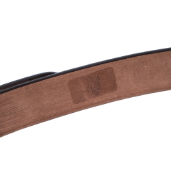 Pre Owned Roberto Cavalli Bronze Metallic Leather RC Buckle Belt 85CM