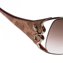 Pre Owned Roberto Cavalli Caramel Brown/Brown Gradient Tizio 387S Oversized Rectangle Sunglasses