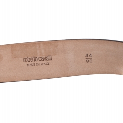 مملوكة مسبقًا Roberto Cavalli Blue Leather Logo Buckle Belt 90 CM