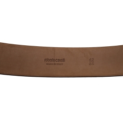 مملوكة مسبقًا حزام روبرتو كافالي جلد أزرق إبزيم نمط ثعبان 85 سم