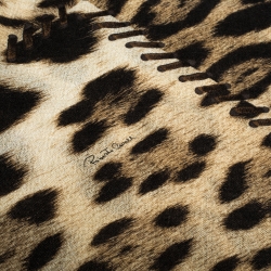 Pre Owned وشاح روبرتو كافالي كشمير نقشة الفهد بني