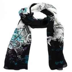 Pre Owned Roberto Cavalli Multicolor Abstract Print Silk Scarf 