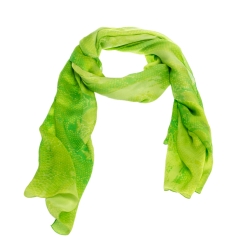 Pre Owned وشاح روبرتو كافالي حرير طباعة نقش جلد الثعبان أخضر نيون