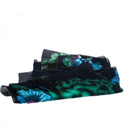 Pre Owned Roberto Cavalli Multicolor Floral Printed Silk Square Scarf 