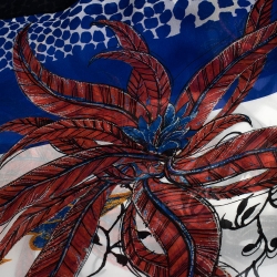 Pre Owned Roberto Cavalli Multicolor Floral Printed Silk Scarf